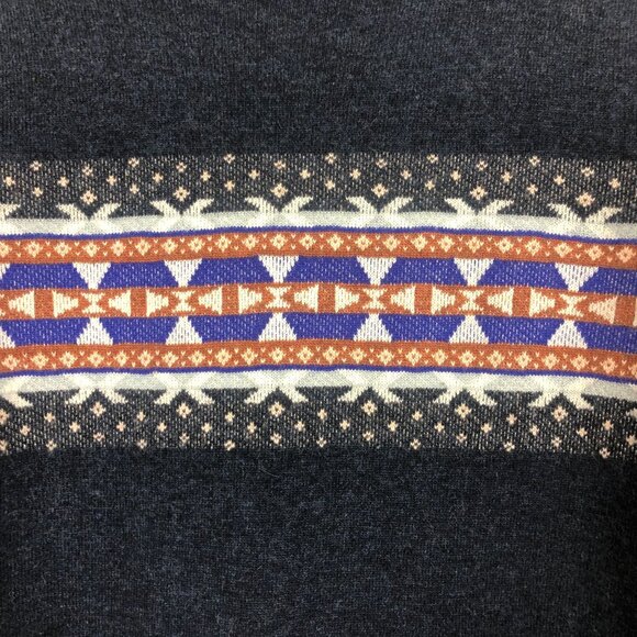 Woolrich Women's Fair Isle Alpaca Wool Blend Sweater Sz Medium Mock Neck Blue - Picture 8 of 10